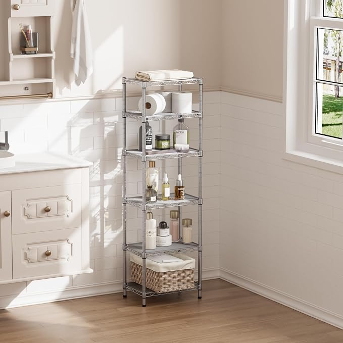 SINGAYE 6 Tier Shelf Wire Shelving Adjustable Storage Shelves Rack Standing - Image 8