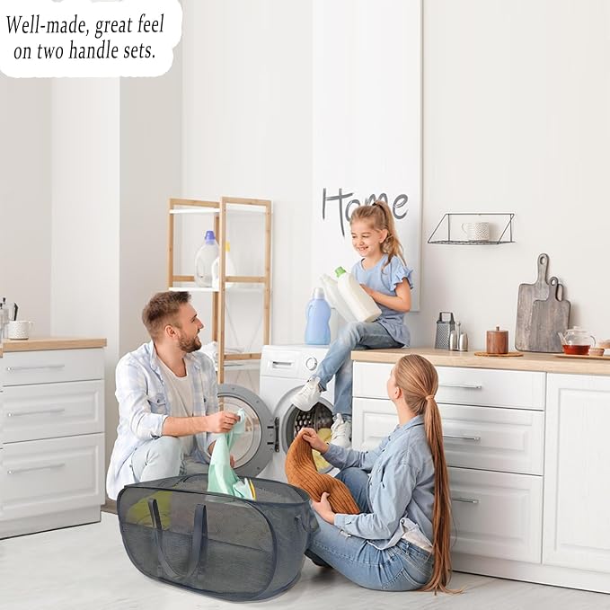 Upgraded 100L Collapsible Laundry Basket, Extra Large Mesh Pop Up Laundry Hamper - Image 7