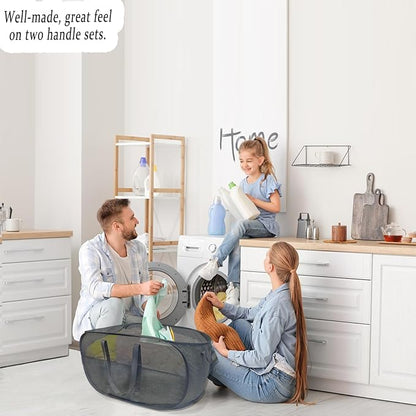 Upgraded 100L Collapsible Laundry Basket, Extra Large Mesh Pop Up Laundry Hamper - Image 7