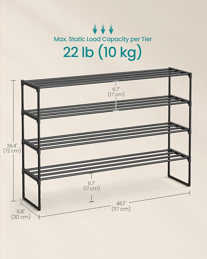 SONGMICS Shoe Rack, 4-Tier Shoe Organizer, Metal Storage Shelf, Upright or - Image 2