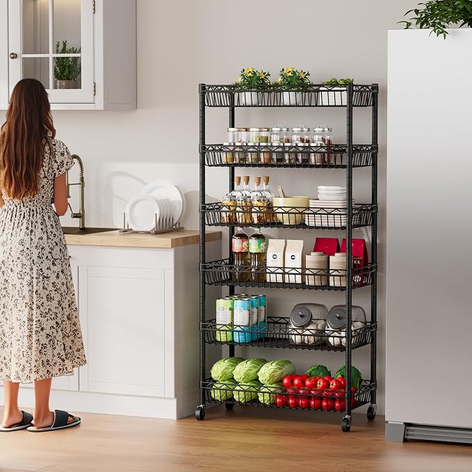 6 Shelves Storage Shelf Wire Closet Bathroom Organizers Metal Pantry Kitchen - Image 2