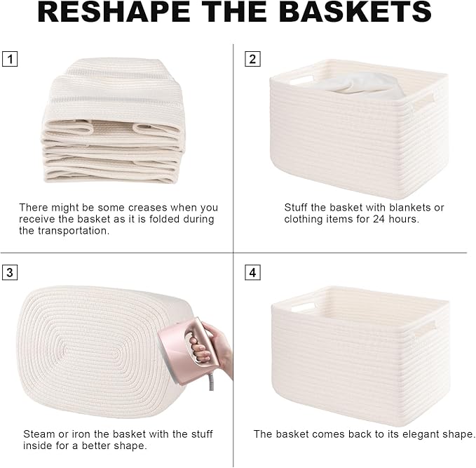 4 Pack Storage Baskets for Organizing, Woven Baskets for Shelves - Image 6