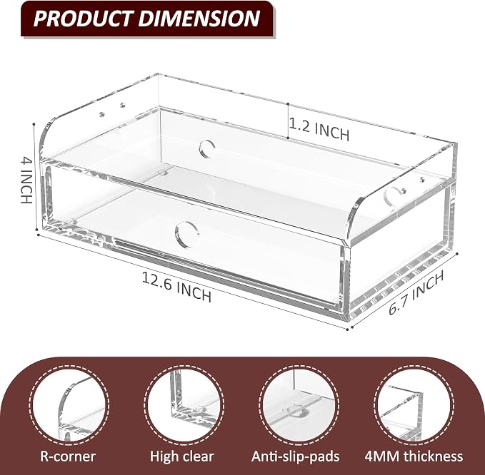Acrylic Desk Organizer 12 "x 6.7" x 4" - Image 2
