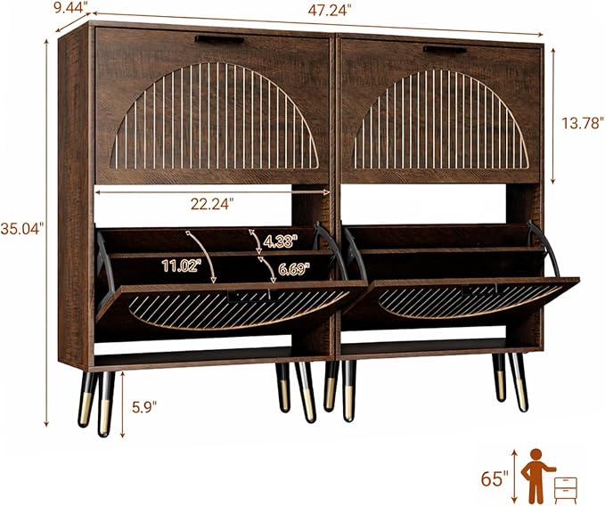 Farmhouse Shoe Cabinet Storage for Entryway, Slim Shoe Rack Cabinet - Image 2