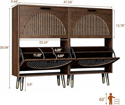 Farmhouse Shoe Cabinet Storage for Entryway, Slim Shoe Rack Cabinet - Image 2