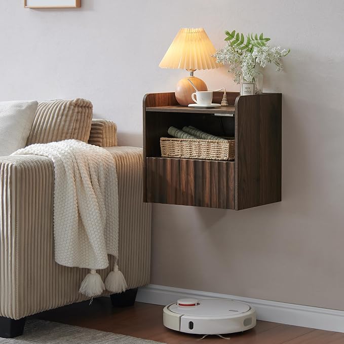Modern Fluted Floating Nightstand Wall Mounted by BuildHom