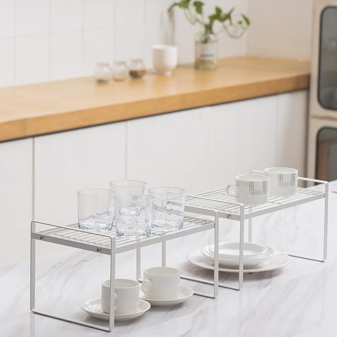 2Pack Kitchen Cabinet Shelf Counter Organizer Rack Pantry Storage Bathroom - Image 2