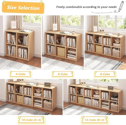 NELYE 6 Cube Organizer Bookcase Oak Open Shelf | Suitable - Image 6