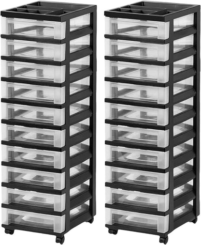 IRIS USA 2 Pack 10-Drawer Plastic Storage Rolling Organizer Cart by IRISUSA