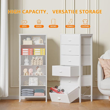 Furnulem White Tall Dresser for Bedroom, Vertical Storage Tower Unit and End - Image 4