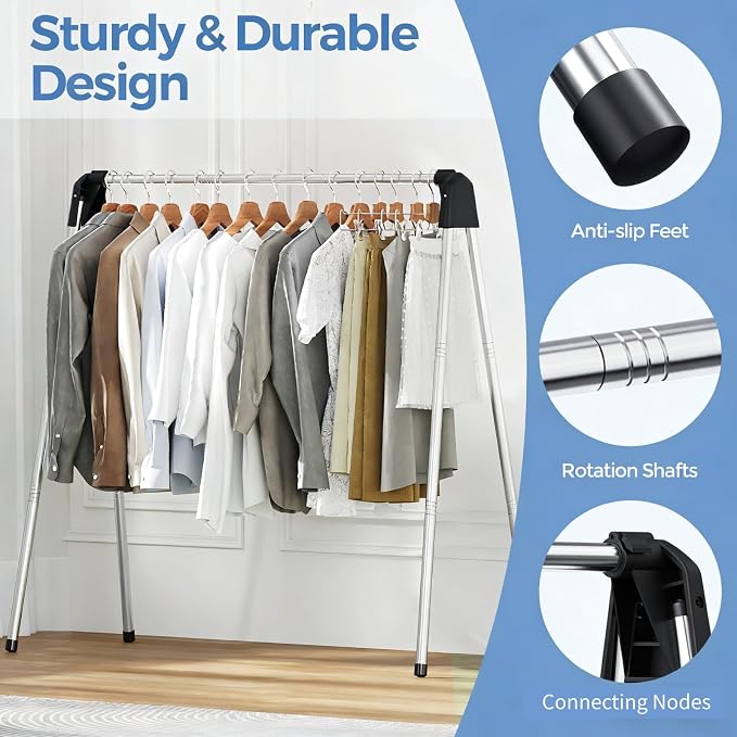 APEXCHASER 55 Inch Clothes Drying Rack Foldable, Stainless Steel Laundry Drying - Image 5