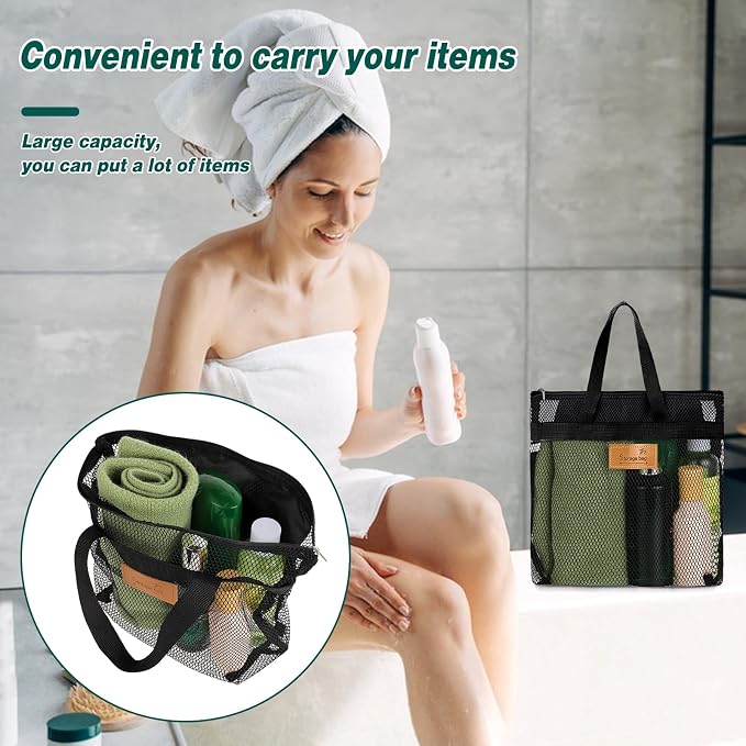 KALIONE Mesh Shower Caddy Bag, Portable Gym Shower Bag, Quick Dry Hanging - Image 4