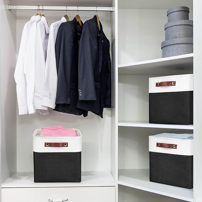 Collapsible Fabric Storage Cubes 11x11 Cube Storage Bins, 4 Pack Closet Baskets - Image 3