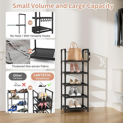 LANTEFUL Narrow Shoe Rack 5 Tier Shoe Shelf Storage - Image 6