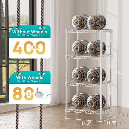SINGAYE 4 Small Shelves Storage Shelf Wire Shelving Unit Metal Shelf Adjustable - Image 3