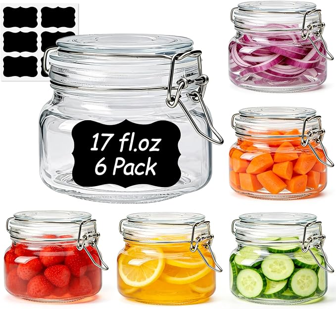 ComSaf Set of 6 Square Glass Jars by ComSaf