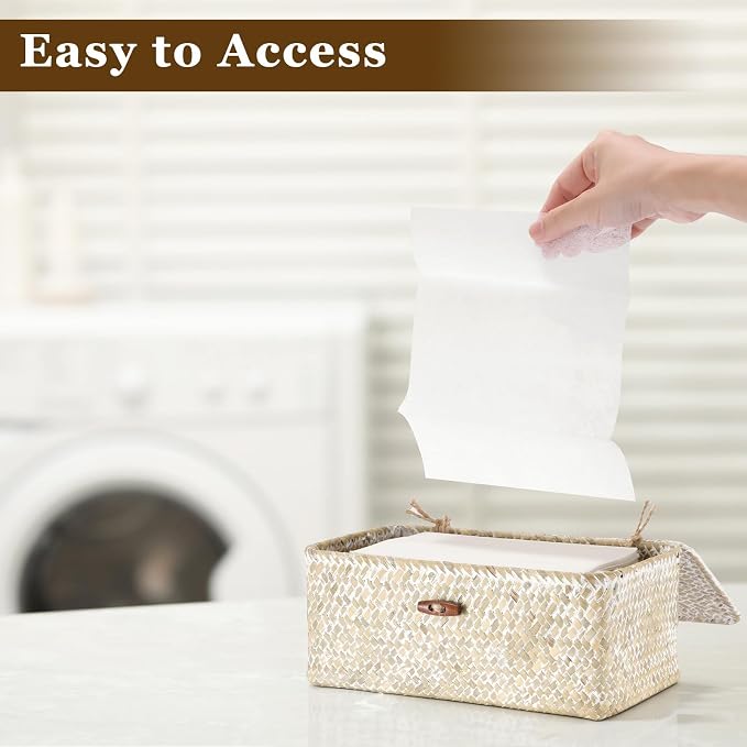 Dryer Sheet Holder, Woven Seagrass Dryer Sheets Storage Container - Image 6