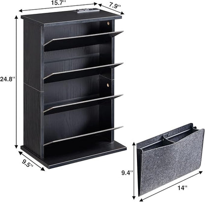 Narrow Side Table with Charging Station Slim End Table with Magazine Book - Image 3