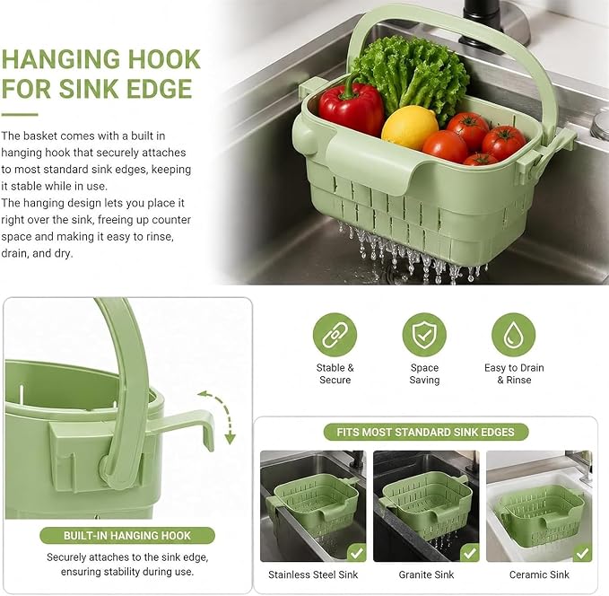 Foldable Hanging Kitchen Sink Drain Basket, 2026 New Hanging Sink Strainer - Image 4