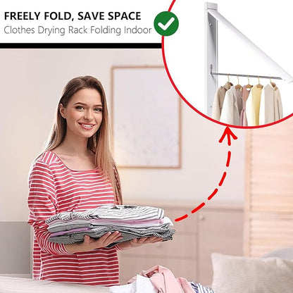 Retractable Clothes Drying Rack, Space Saver Wall Mounted Folding Hanger - Image 5