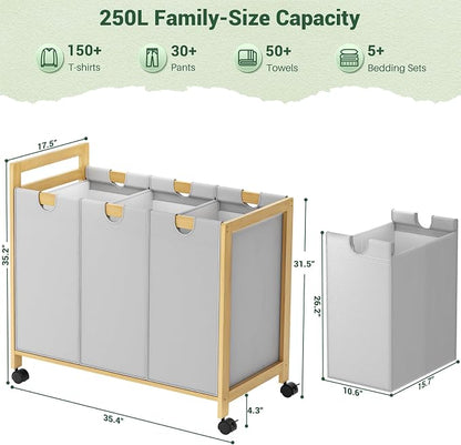 Homykic 250L Laundry Sorter Cart - Image 7