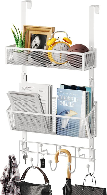 HapiRm Over Door Hook with 2 Mesh Baskets and 9 Hooks, 304 Stainless Steel No by HapiRm