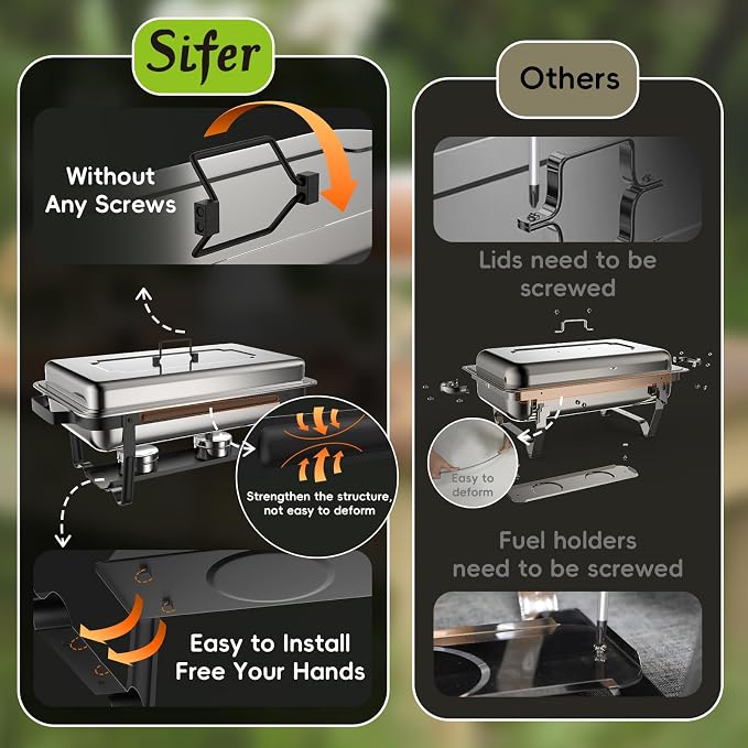 sifer 9Qt 4Pack Chafing Dishes for Buffet | Chafing Dishes - Image 4