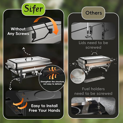 sifer 9Qt 4Pack Chafing Dishes for Buffet | Chafing Dishes - Image 4