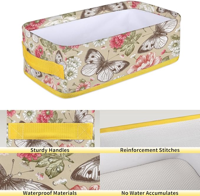 Flowering Butterfly Plants Bathroom Storage Basket, Foldable - Image 4
