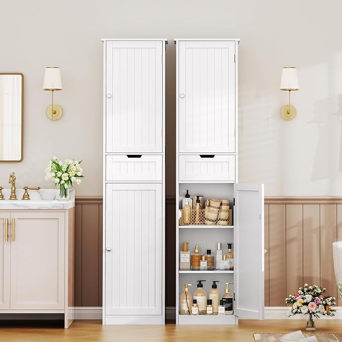 Iwell 67" Tall Bathroom Cabinet, Storage Cabinet - Image 2