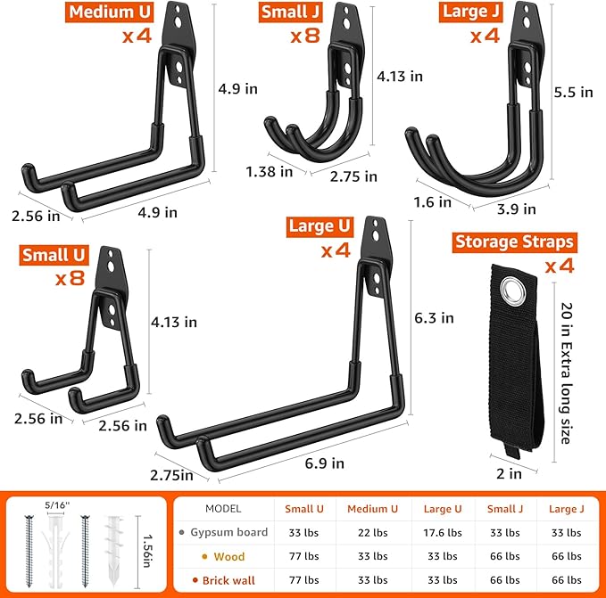32 Pack Garage Hooks with Anti-Slip Coating Heavy Duty Wall Mount Hooks - Image 2