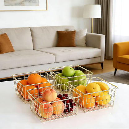 4 Pack Gold Wire Baskets for Organizing, Wire Storage Basket Metal Storage - Image 5