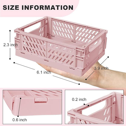 Small Pastel Plastic Storage Bins 2Pcs Foldable Pastel Crates Plastic Basket - Image 2