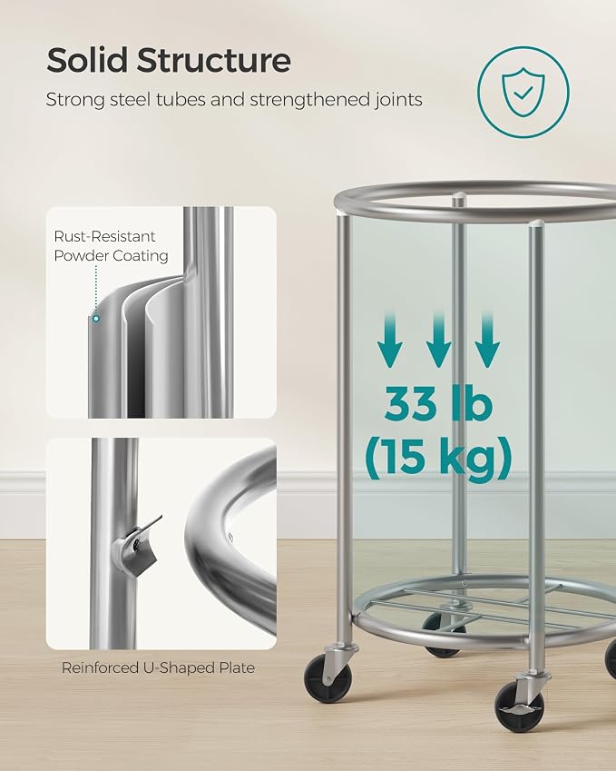 SONGMICS Laundry Basket, Rolling Steel Frame - Image 7