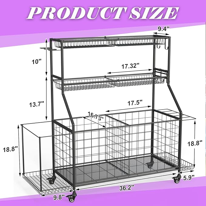 Sports Equipment Organizer, Outdoor Toy Storage - Image 8