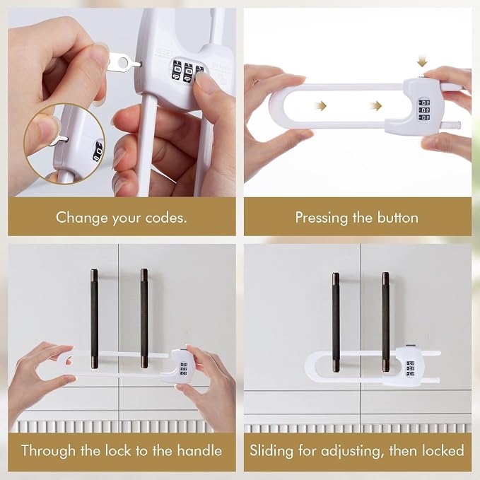 4 Pack Cabinet Locks Baby Proofing Upgrade Child Proof Cabinet Lock Adjustable - Image 6
