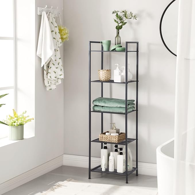 SONGMICS 5-Tier Storage Rack, Bathroom Shelf, Extendable Plant Stand - Image 4