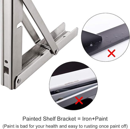 YUMORE Folding Shelf Brackets 20", Max Load: 330lb Heavy Duty Stainless Steel - Image 2