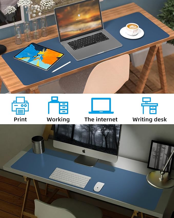 Leather Desk Pad Protector, Large Desk Mat, Mouse Pad, Non-Slip PU Leather Desk - Image 6