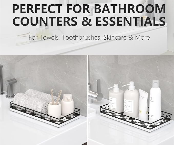 Toilet Tank Tray Organizer – Oak Wood Bathroom Counter Basket - Image 4