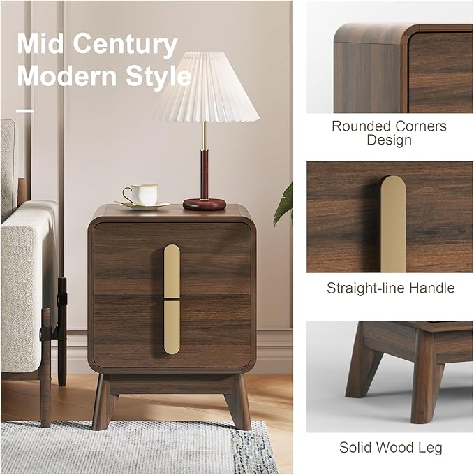 Nightstands Set of 2, Mid Century Modern Nightstand - Image 4