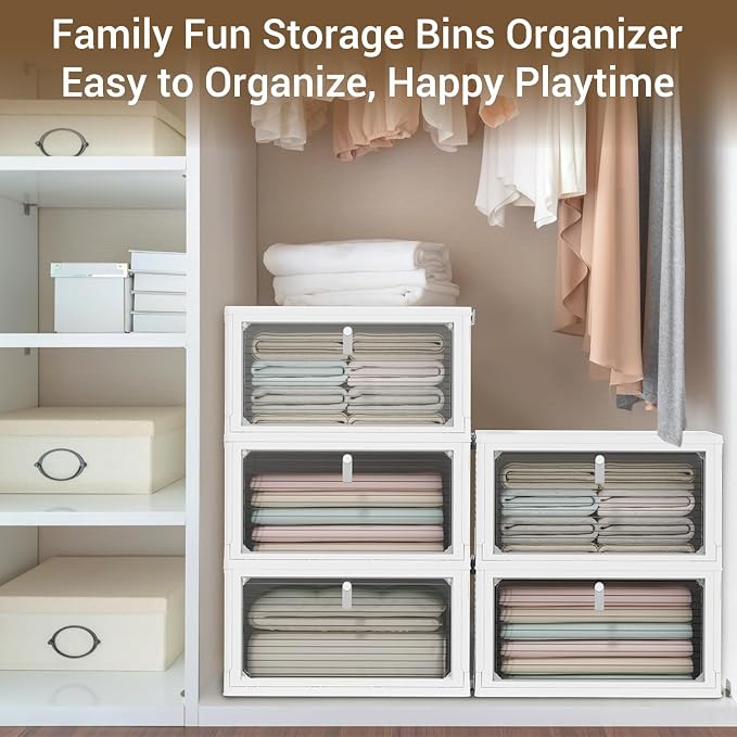Storage Bins with Lids, 4 Tier Stackable Storage Bins with Drawers, 4 Pack - Image 5
