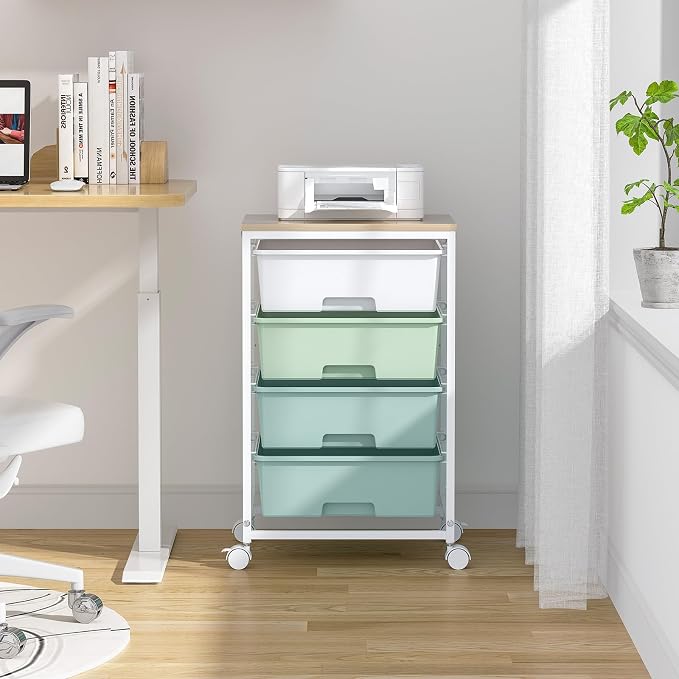 Utility Cart with 4 Drawers, Rolling Storage Cart with Drawers, Storage Rolling - Image 9