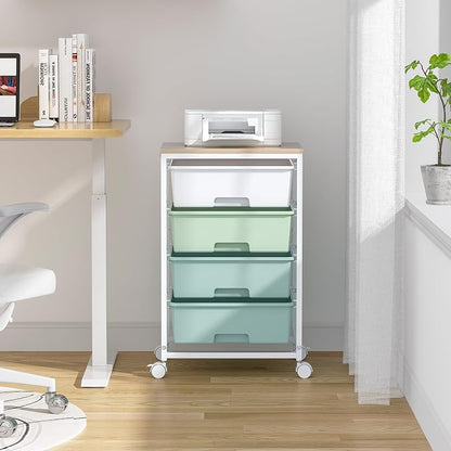 Utility Cart with 4 Drawers, Rolling Storage Cart with Drawers, Storage Rolling - Image 9