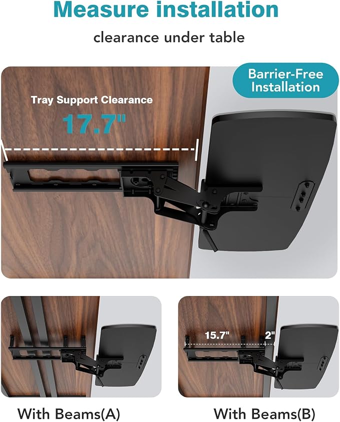 Keyboard Tray Under Desk with Storage Drawer, Height Adjustable Keyboard Tray - Image 7