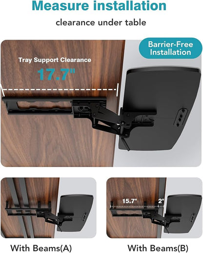 Keyboard Tray Under Desk with Storage Drawer, Height Adjustable Keyboard Tray - Image 7