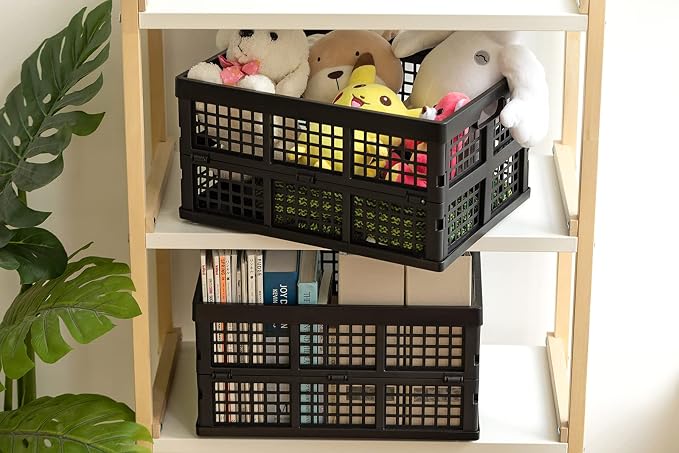 Eslite 34L Large Plastic Folding Storage Crates, Collapsible Crates - Image 6
