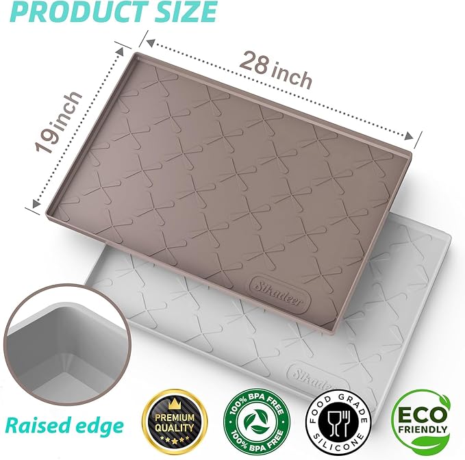 SIKADEER 28" x 19" Under Sink Mat Waterproof, Silicone Mat Kitchen Drawer Shelf - Image 3