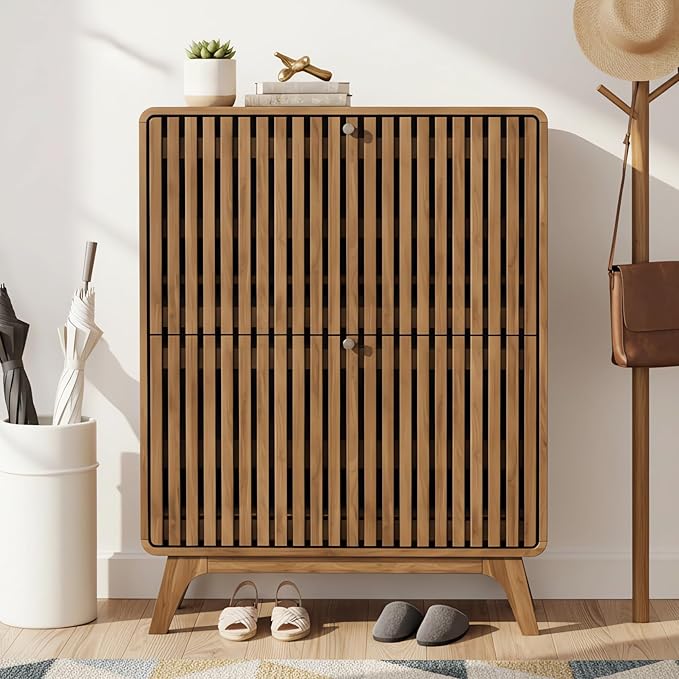 Jluomei Fluted Narrow Shoe Cabinet by Jluomei
