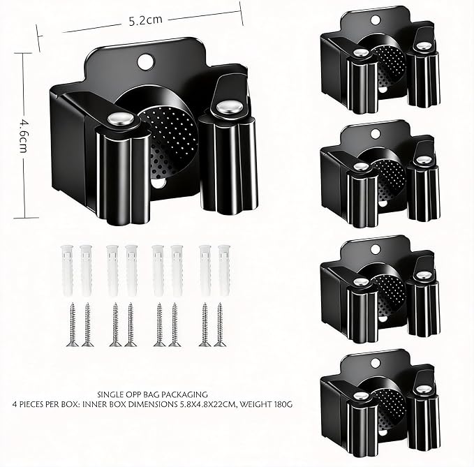 4 Pcs Broom Holder Wall Mount, Broom Hanger Mop Holder Rack Handle - Image 3